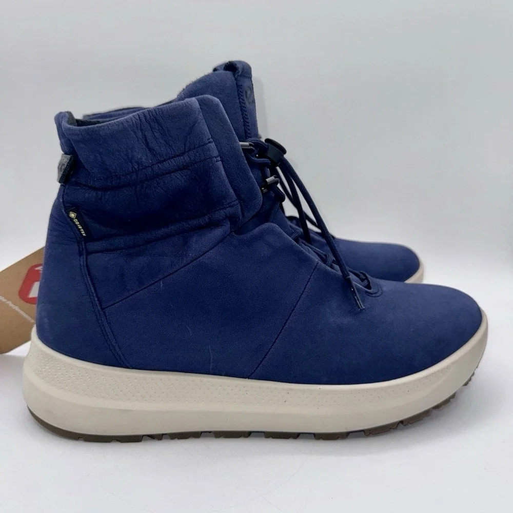 ECCO Solice Boots Women's Size 10 EU 41 Blue Waterproof‎ Leather